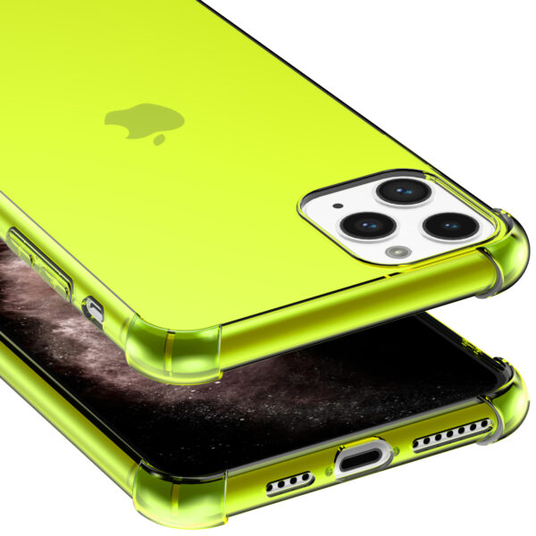 iPhone 11 Pro siliconen telefoonhoesje met stootrand transparant neon geel (5)