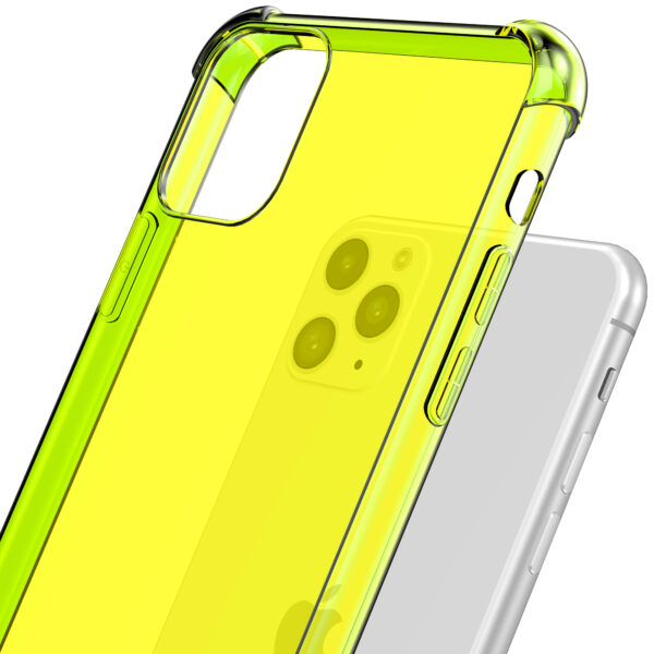 iPhone 11 Pro siliconen telefoonhoesje met stootrand transparant neon geel (6)