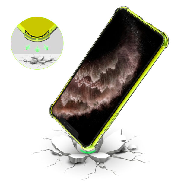 iPhone 11 Pro siliconen telefoonhoesje met stootrand transparant neon geel (7)