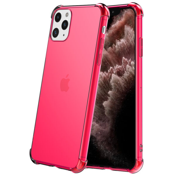 iPhone 11 Pro siliconen telefoonhoesje met stootrand transparant neon roze (3)