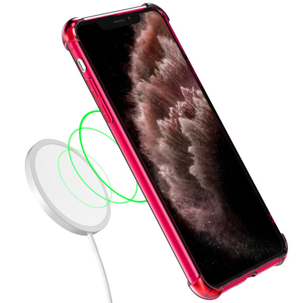 iPhone 11 Pro siliconen telefoonhoesje met stootrand transparant neon roze (4)