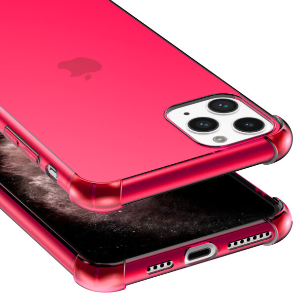 iPhone 11 Pro siliconen telefoonhoesje met stootrand transparant neon roze (5)