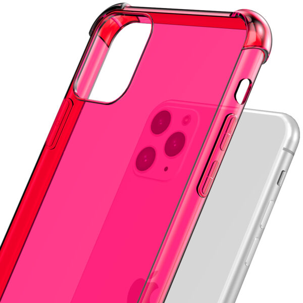 iPhone 11 Pro siliconen telefoonhoesje met stootrand transparant neon roze (6)