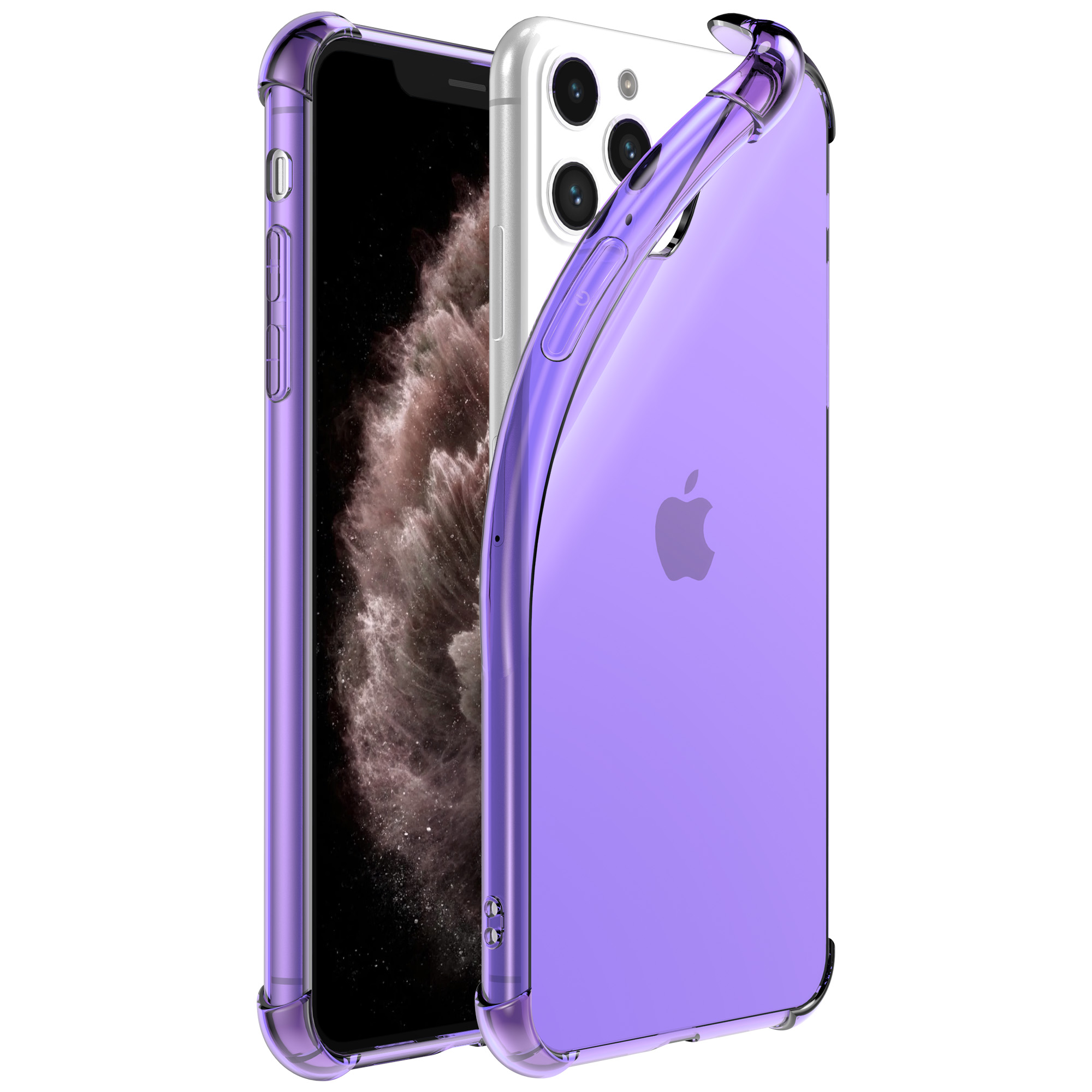 iPhone 11 Pro siliconen telefoonhoesje met stootrand transparant paars (1)