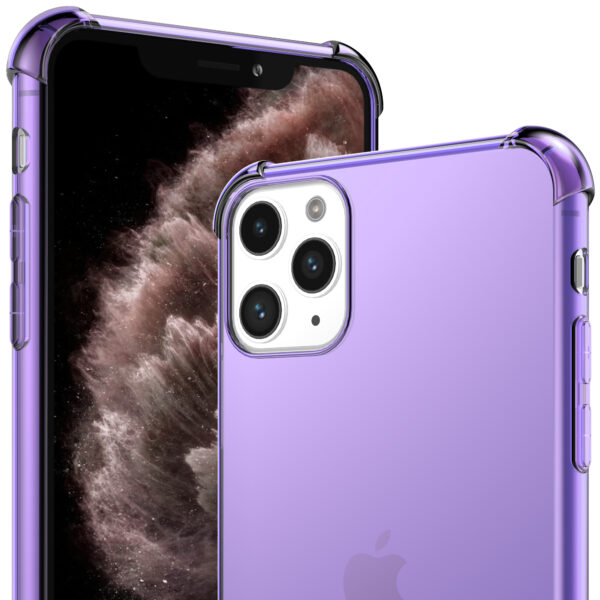 iPhone 11 Pro siliconen telefoonhoesje met stootrand transparant paars (2)