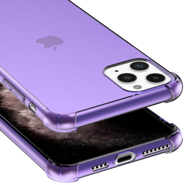 iPhone 11 Pro siliconen telefoonhoesje met stootrand transparant paars (5)