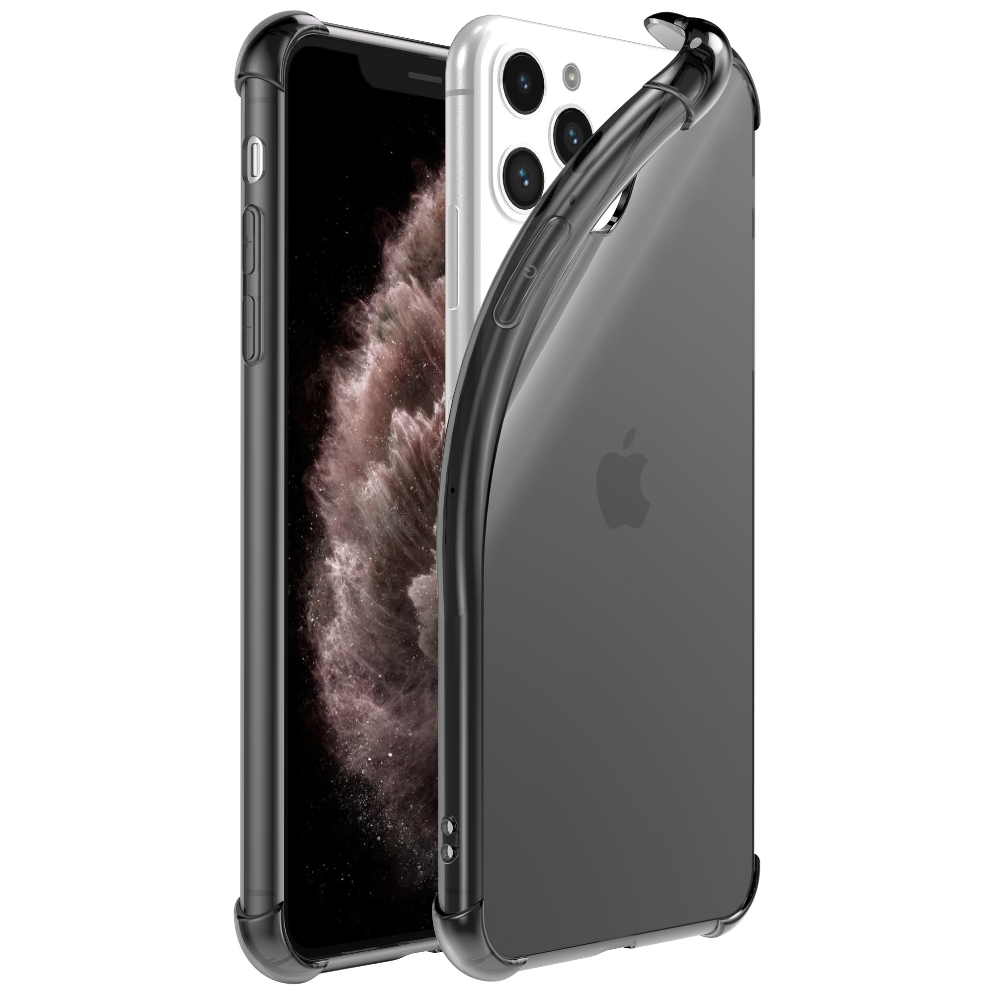iPhone 11 Pro siliconen telefoonhoesje met stootrand transparant zwart (1)