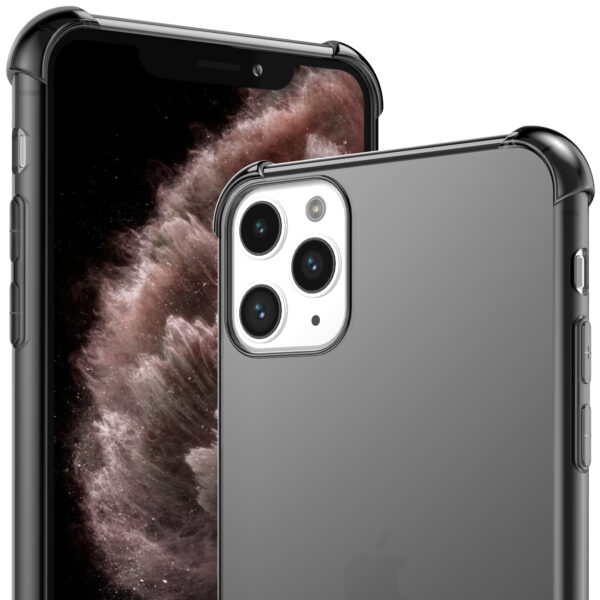 iPhone 11 Pro siliconen telefoonhoesje met stootrand transparant zwart (2)
