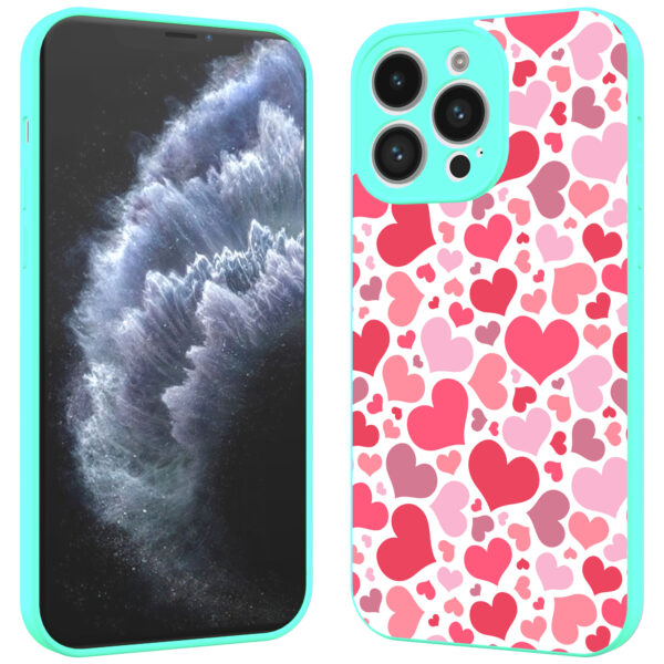 iPhone 11 Pro telefoonhoesje hartjes opdruk turqoise (2)