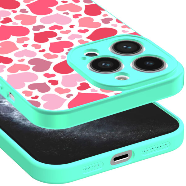iPhone 11 Pro telefoonhoesje hartjes opdruk turqoise (3)