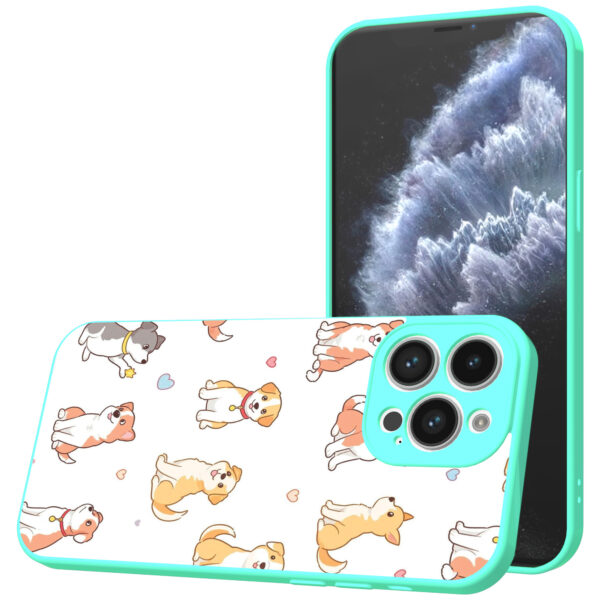 iPhone 11 Pro telefoonhoesje honden opdruk turqoise (1)