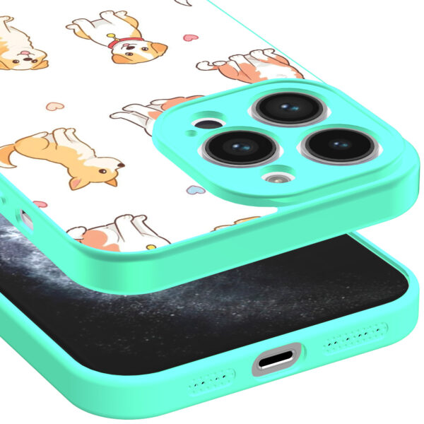 iPhone 11 Pro telefoonhoesje honden opdruk turqoise (3)