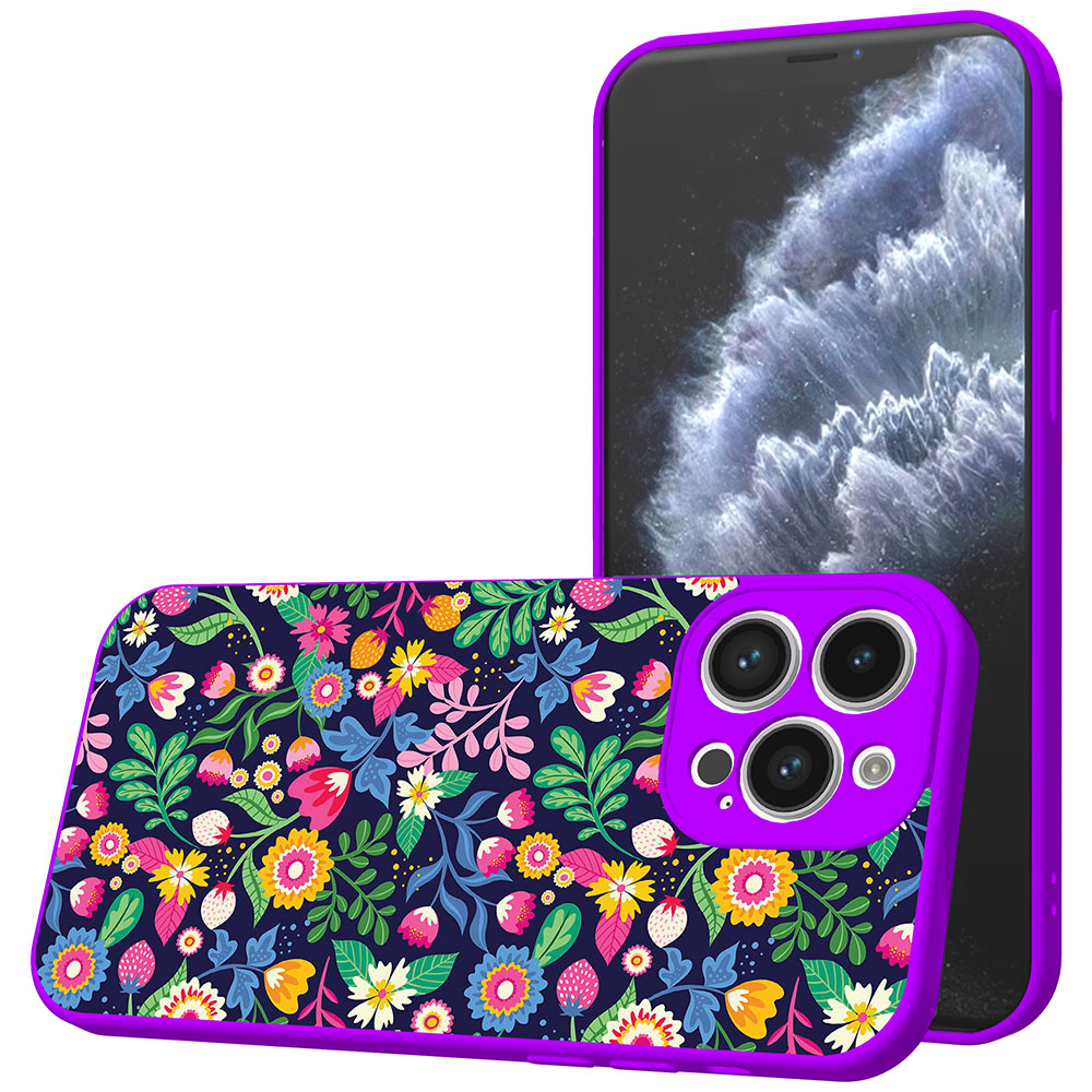 iPhone 11 Pro telefoonhoesje met bloemen opdruk paars (4)