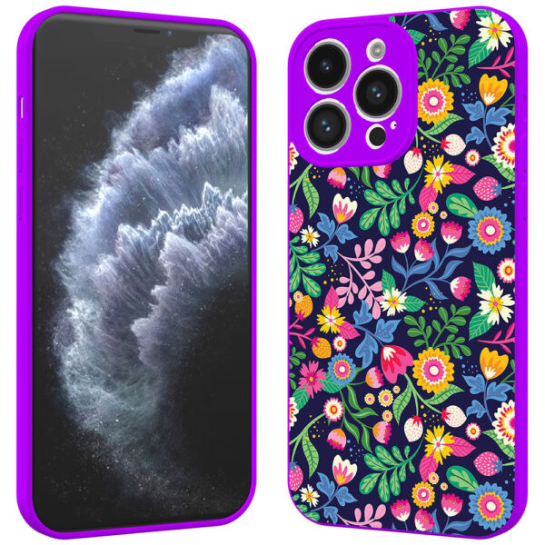 iPhone 11 Pro telefoonhoesje met bloemen opdruk paars (5)