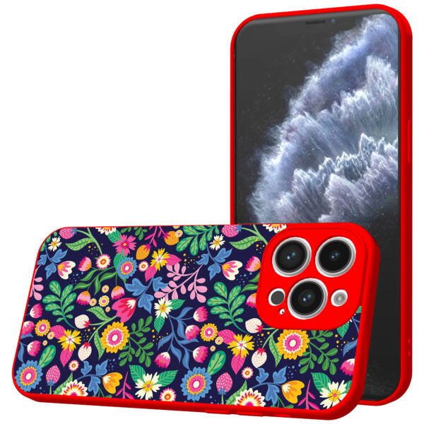 iPhone 11 Pro telefoonhoesje met bloemen opdruk rood (1)