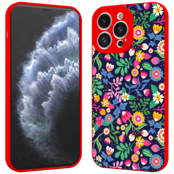 iPhone 11 Pro telefoonhoesje met bloemen opdruk rood (2)