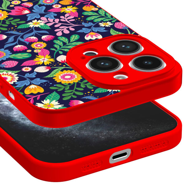 iPhone 11 Pro telefoonhoesje met bloemen opdruk rood (3)