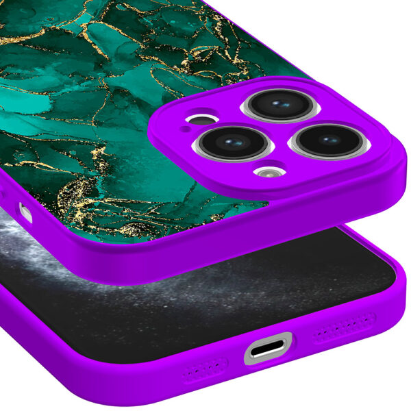iPhone 11 Pro telefoonhoesje met goud groen marmer opdruk paars (3)