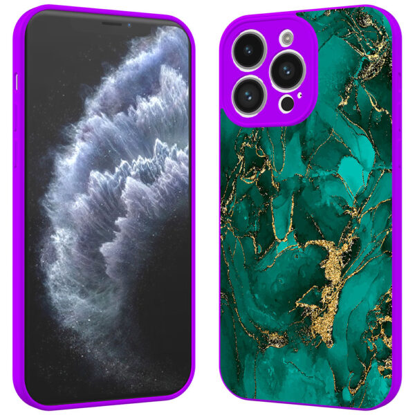 iPhone 11 Pro telefoonhoesje met goud groen marmer opdruk paars (5)
