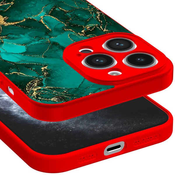 iPhone 11 Pro telefoonhoesje met goud groen marmer opdruk rood (3)