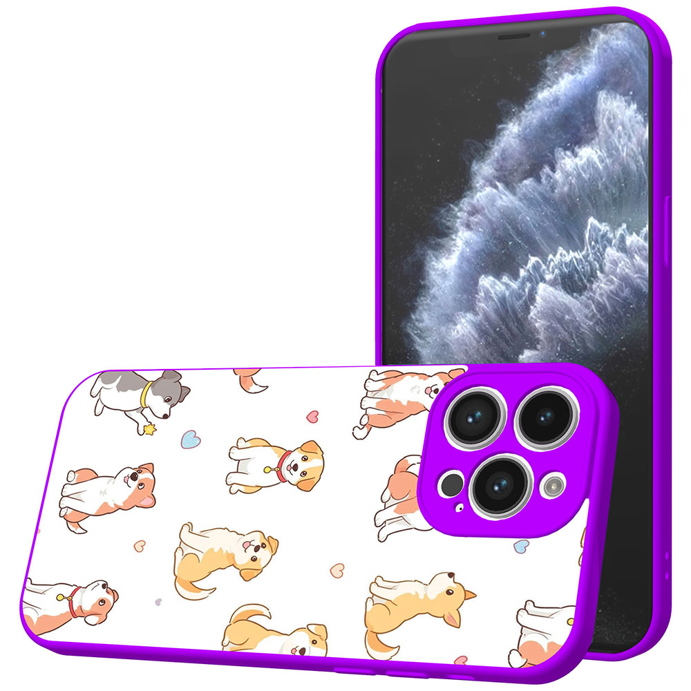 iPhone 11 Pro telefoonhoesje met honden opdruk paars (4)