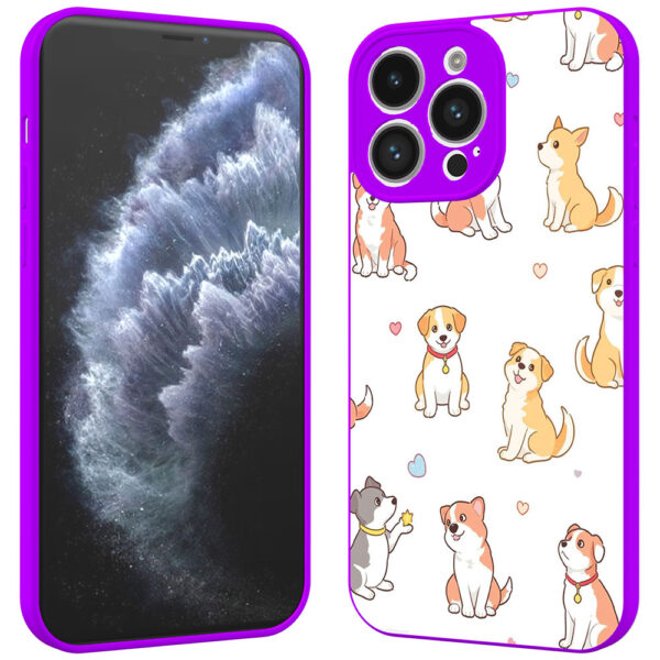 iPhone 11 Pro telefoonhoesje met honden opdruk paars (5)
