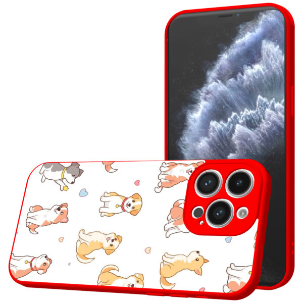 iPhone 11 Pro telefoonhoesje met honden opdruk rood (1)