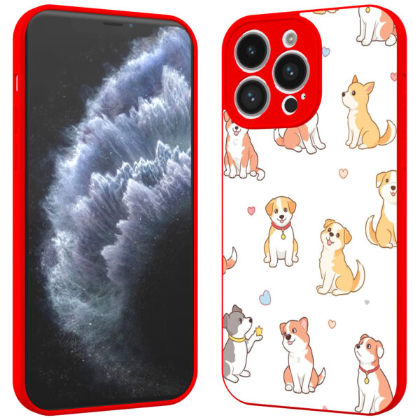 iPhone 11 Pro telefoonhoesje met honden opdruk rood (2)