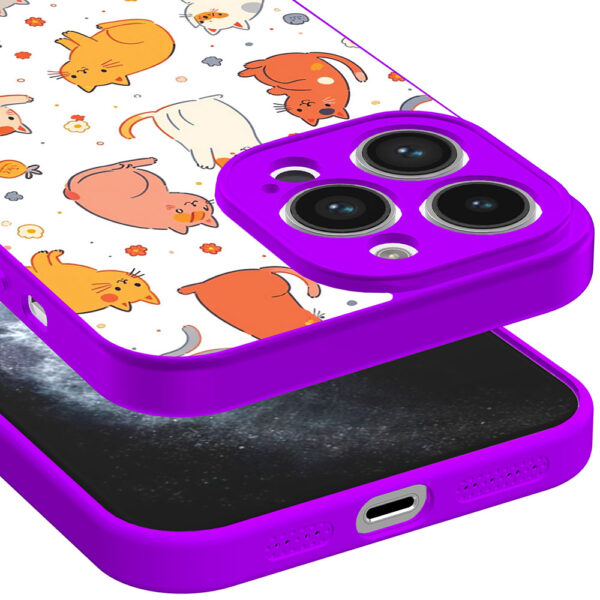 iPhone 11 Pro telefoonhoesje met katten en poezen opdruk paars (3)