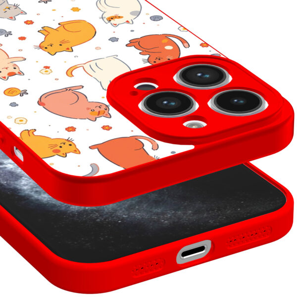 iPhone 11 Pro telefoonhoesje met katten en poezen opdruk rood (3)