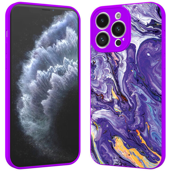 iPhone 11 Pro telefoonhoesje met paars goud marmer opdruk paars (2)