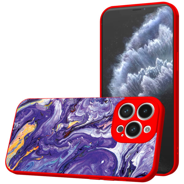 iPhone 11 Pro telefoonhoesje met paars goud marmer opdruk rood (1)
