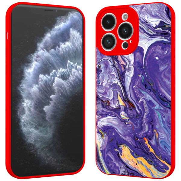 iPhone 11 Pro telefoonhoesje met paars goud marmer opdruk rood (2)