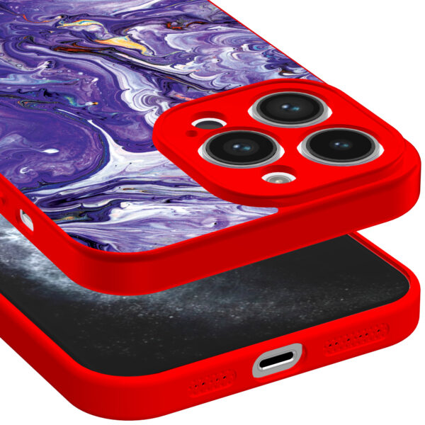 iPhone 11 Pro telefoonhoesje met paars goud marmer opdruk rood (3)