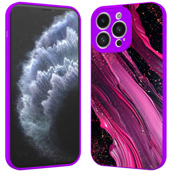 iPhone 11 Pro telefoonhoesje met paars roze marmer opdruk paars (2)