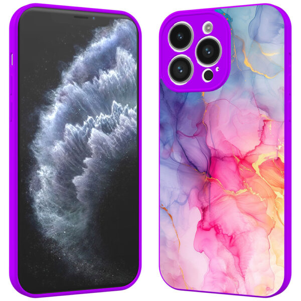 iPhone 11 Pro telefoonhoesje met regenboog marmer opdruk paars (2)
