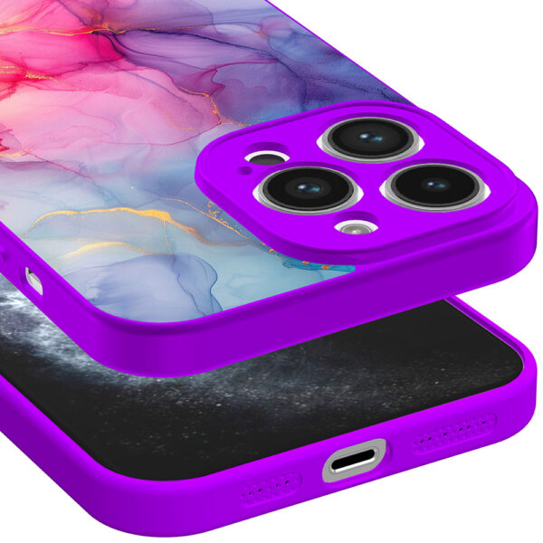 iPhone 11 Pro telefoonhoesje met regenboog marmer opdruk paars (3)