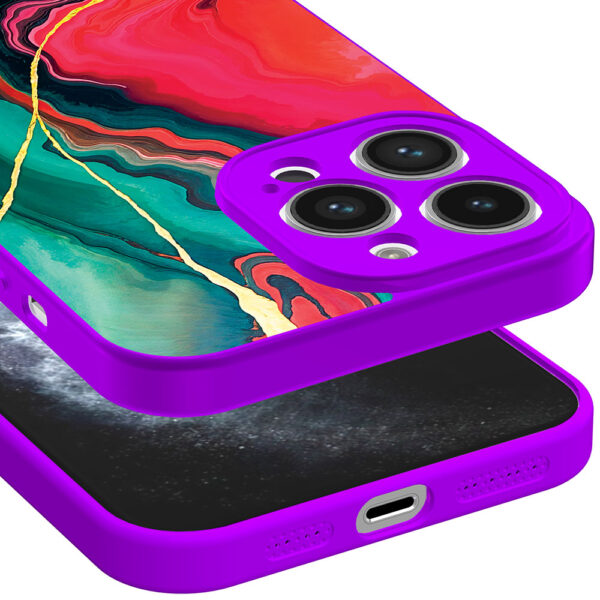iPhone 11 Pro telefoonhoesje met rood groen marmer opdruk paars (3)