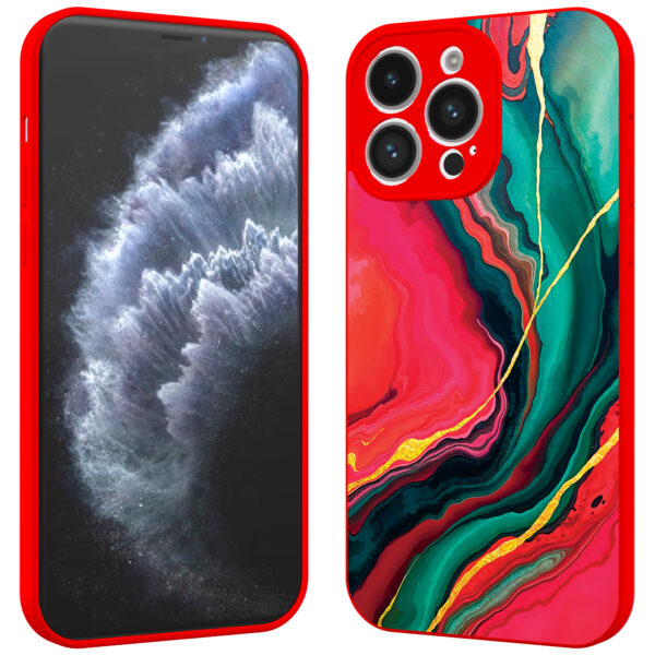 iPhone 11 Pro telefoonhoesje met rood groen marmer opdruk rood (2)
