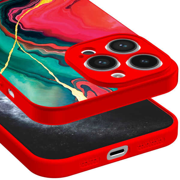 iPhone 11 Pro telefoonhoesje met rood groen marmer opdruk rood (3)