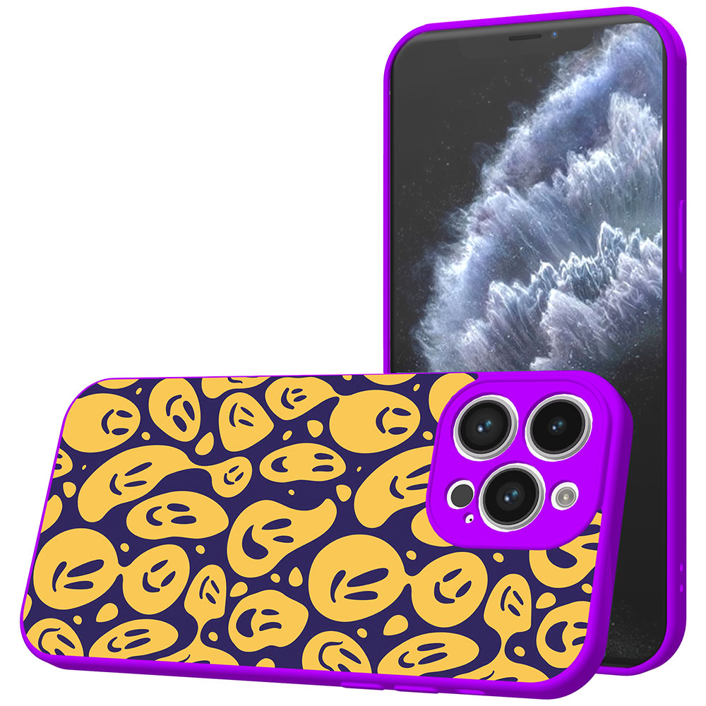 iPhone 11 Pro telefoonhoesje met smileys opdruk paars (1)
