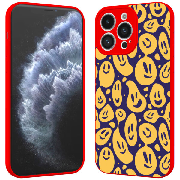 iPhone 11 Pro telefoonhoesje met smileys opdruk rood (2)