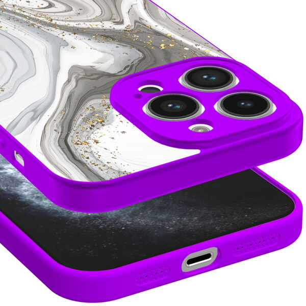 iPhone 11 Pro telefoonhoesje met zilver marmer opdruk paars (2)