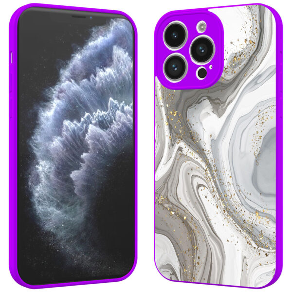 iPhone 11 Pro telefoonhoesje met zilver marmer opdruk paars (3)