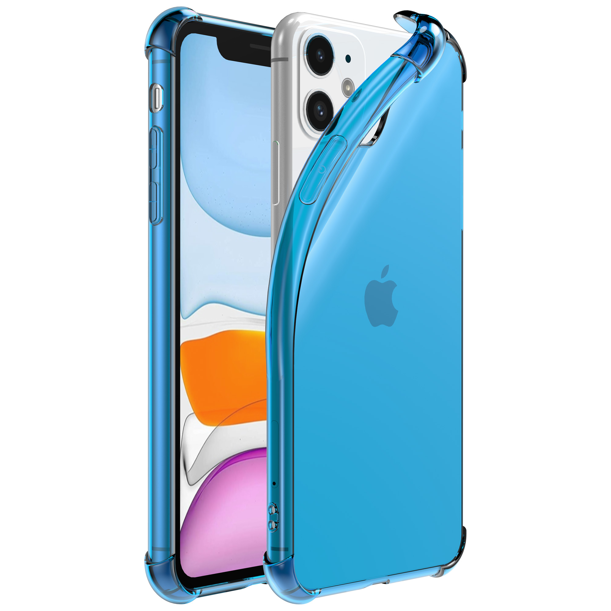 iPhone 11 siliconen telefoonhoesje met stootrand transparant blauw (1)