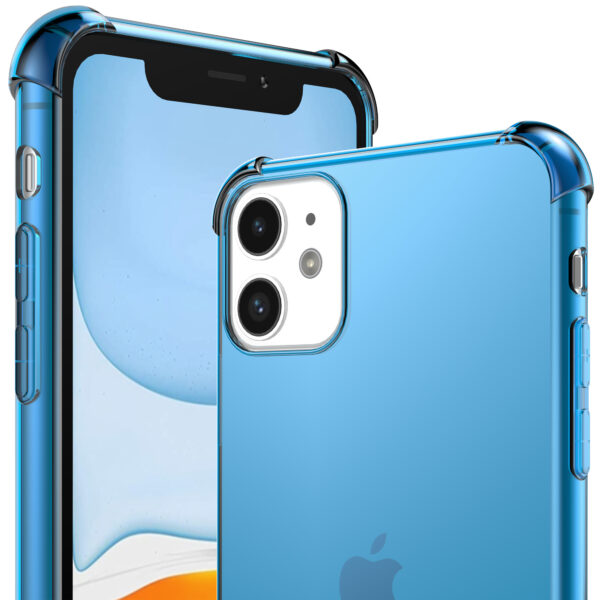 iPhone 11 siliconen telefoonhoesje met stootrand transparant blauw (2)