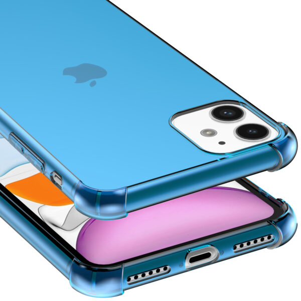iPhone 11 siliconen telefoonhoesje met stootrand transparant blauw (4)