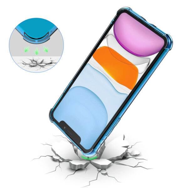 iPhone 11 siliconen telefoonhoesje met stootrand transparant blauw (6)