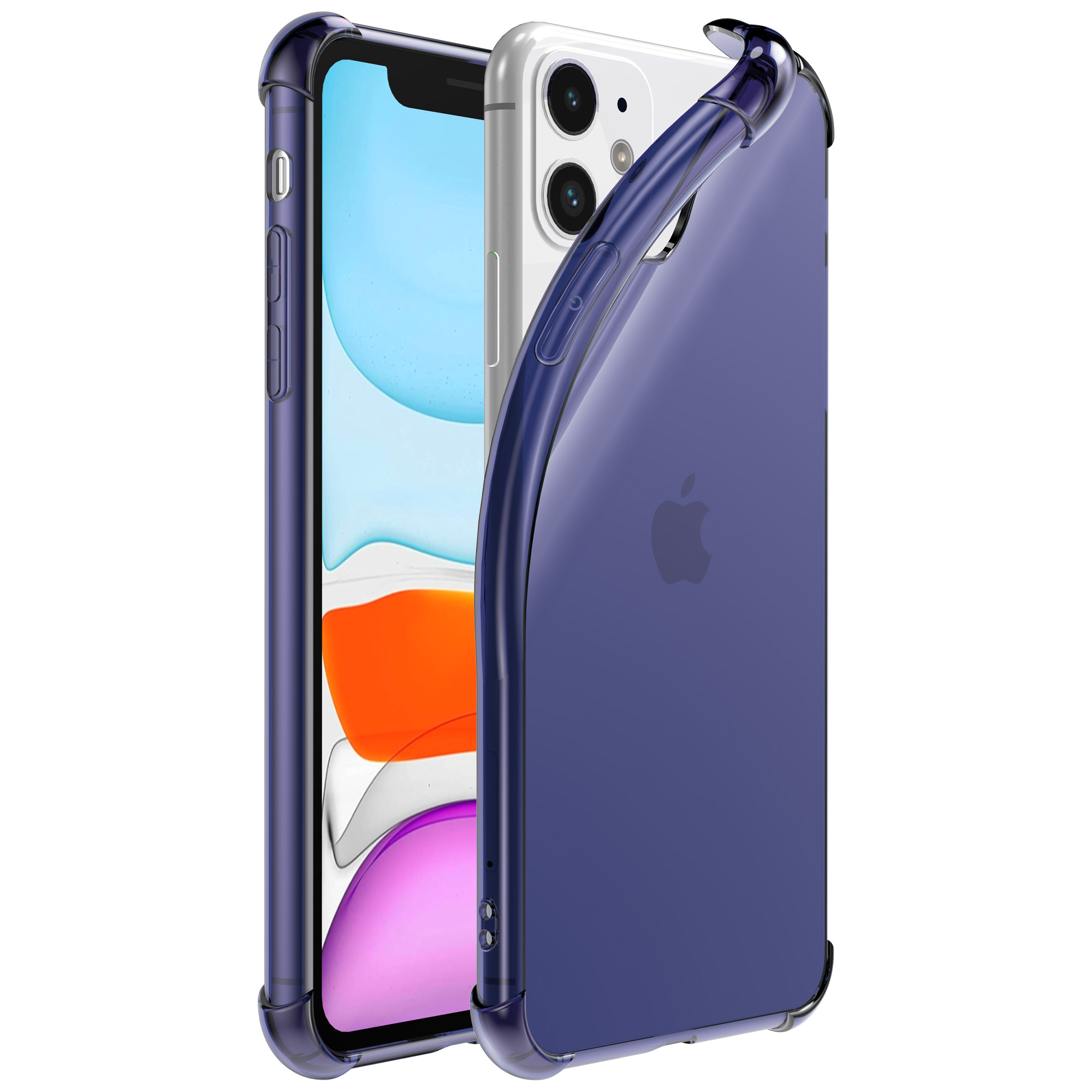 iPhone 11 siliconen telefoonhoesje met stootrand transparant donkerblauw (1)