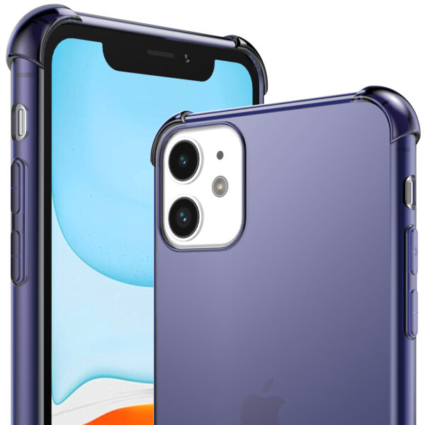 iPhone 11 siliconen telefoonhoesje met stootrand transparant donkerblauw (2)